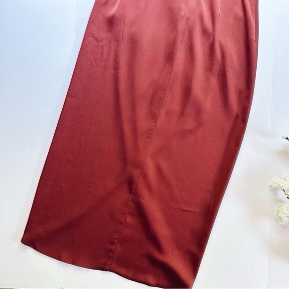 NEW Shona Joy Luxe Tie Front Sleeveless Midi Sangria Halter Dress Midi Size 12 - Picture 6 of 10